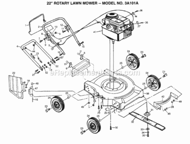 Page A Diagram and Parts List for 3A101A 1999 And Before Husqvarna Lawn Mower