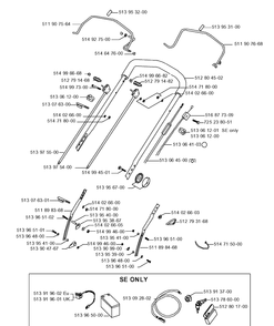 Handle And Controls 3 Diagram and Parts List for R50  Husqvarna Lawn Mower