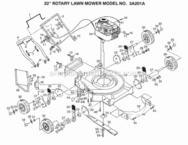 Page A Diagram and Parts List for 3A201A 1999 And Before Husqvarna Lawn Mower