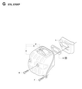 Muffler Diagram and Parts List for 576XP-576XPEPA 20083100001-20100100000 Husqvarna Chainsaw