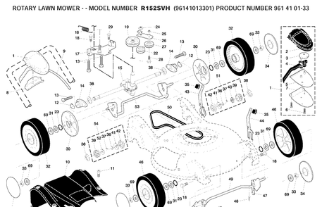 Product Complete Diagram and Parts List for R152SVH (96141013301)(2008-02) Husqvarna Lawn Mower