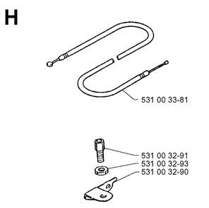 Throttle Controls Diagram and Parts List for 140B 19960900001-19974000000 Husqvarna Leaf Blower / Vacuum