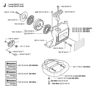 Starter Diagram and Parts List for 326HE3 (X-SERIES)(20054000001-20090900000)(2005) Husqvarna Hedge Trimmer