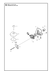 Carburetor And Air Filter Diagram and Parts List for 326LDX 20091800001-Current Husqvarna Edger