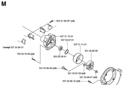 Crankcase And Clutchdrum Diagram and Parts List for 324HDA55 (X-SERIES)(20053600001-Current) Husqvarna Hedge Trimmer
