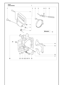 Chain Brake Diagram and Parts List for 339XP 2010-02 Husqvarna Chainsaw