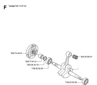 Crankshaft Diagram and Parts List for 362XP 20070100001-Current Husqvarna Chainsaw