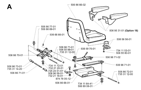 Seat 2 Diagram and Parts List for PF18 2000-02 Husqvarna Lawn Tractor