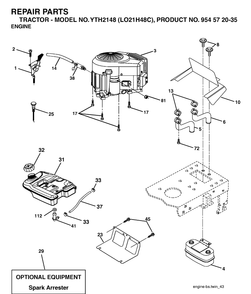 Engine Diagram and Parts List for YTH2148-LO21H48C 2004-03 Husqvarna Lawn Tractor