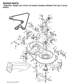 Mower Deck / Cutting Deck Diagram and Parts List for CTH151XP (HAUCT15H36H)(2005-05) Husqvarna Lawn Tractor