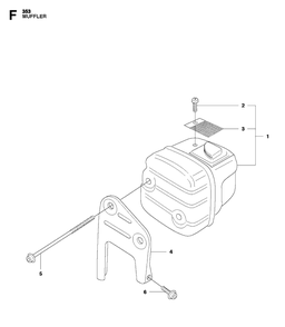 Muffler Diagram and Parts List for 353  Husqvarna Chainsaw