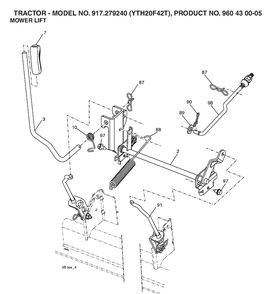 Mower Lift / Deck Lift Diagram and Parts List for YTH20F42T (917279240)(2006-02) Husqvarna Lawn Tractor