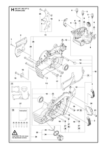 Crankcase Diagram and Parts List for 592XP-XPG  Husqvarna Chainsaw