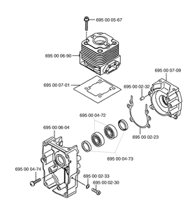 Cylinder / Crankcase Diagram and Parts List for 145BF (Carb II)(2001-04) Husqvarna Leaf Blower / Vacuum