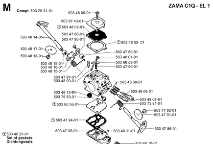 Carburetor Details 2 Diagram and Parts List for 40 20013500001-Current Husqvarna Chainsaw