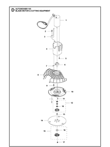 Blade Motor And Cutting Equipment Diagram and Parts List for 105 2019 Husqvarna Lawn Mower