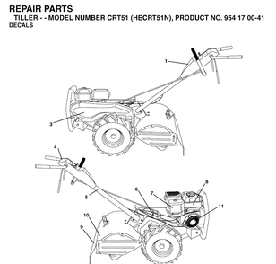 Decals Diagram and Parts List for CRT51 (HECRT51N)(2004-01) Husqvarna Cultivator