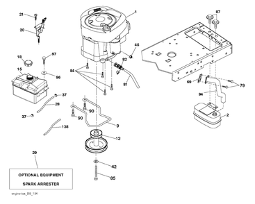 Engine Diagram and Parts List for YTH1842 (917223810)(2017-12) Husqvarna Lawn Tractor