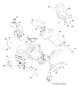 Main Frame Assembly Diagram and Parts List for CZ4818 (968999276)(2004-09) Husqvarna Lawn Mower