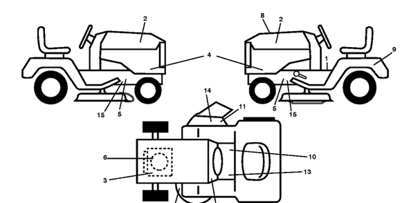Decals Diagram and Parts List for TS238 (96041036900)(2014-09) Husqvarna Lawn Tractor