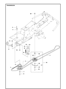 Transmission Diagram and Parts List for R316TS AWD Husqvarna Lawn Mower