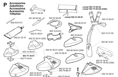 Accessories 3 Diagram and Parts List for 235R 19970500001-19980100000 Husqvarna Brush Cutter