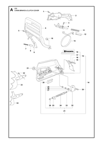 Chain Brake And Clutch Cover Diagram and Parts List for 372XP-XPG 20111800001 & Above Husqvarna Chainsaw