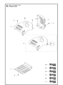 Cylinder Cover Diagram and Parts List for 343FR  Husqvarna Brush Cutter