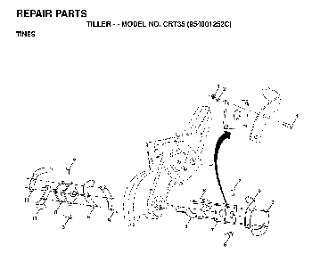 Tine Assembly Diagram and Parts List for CRT35 (954001252C)(1995-10) Husqvarna Tiller