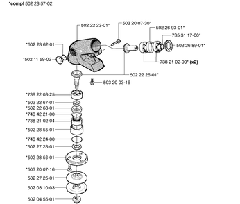 Gear Head Diagram and Parts List for 240 2002-08 Husqvarna Brush Cutter