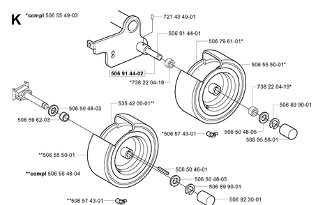 Wheels And Tires Diagram and Parts List for RIDER16 2003-01 Husqvarna Lawn Mower