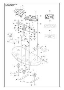 Mower Deck / Cutting Deck Diagram and Parts List for R137X ARCR5137Xv1 Husqvarna Lawn Tractor Accessories