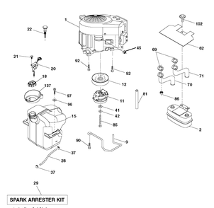 Engine Diagram and Parts List for CTH164T (96051010700)(2013-07) Husqvarna Lawn Tractor