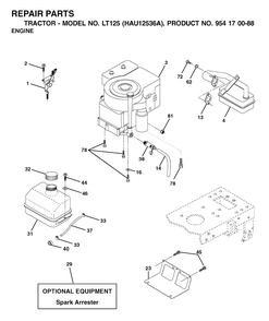 Engine Diagram and Parts List for LT125 (954170088-A)(2003-01) Husqvarna Lawn Tractor