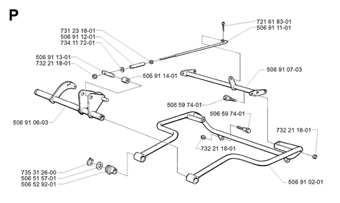 Frame Diagram and Parts List for R11 2001-01 Husqvarna Lawn Tractor