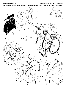 Chassis, Engine And Pulleys Diagram and Parts List for 1130SBE (96193001700, 961930017)(2006-08) Husqvarna Snow Blower