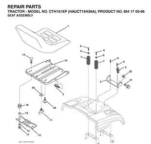 Seat Diagram and Parts List for CTH151XP (HAUCT15H36A)(2004-01) Husqvarna Lawn Tractor
