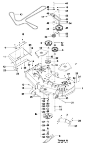 54 Inch Deck Diagram and Parts List for PZ6034FX (966516801)(2009-09) Husqvarna Lawn Mower