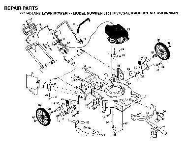 Repair Parts Diagram and Parts List for 56CS (H56CSA, 954069001)(1994-01) Husqvarna Lawn Mower
