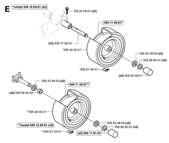 Wheels And Tires Diagram and Parts List for R15-V2 (953533701)(2006-01) Husqvarna Lawn Tractor