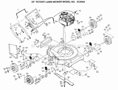 Page A Diagram and Parts List for 3C209A 1999 And Before Husqvarna Lawn Mower