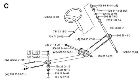 Steering 2 Diagram and Parts List for R15-V2 (953533701)(2006-05) Husqvarna Lawn Tractor