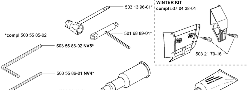 Accesssories Diagram and Parts List for 385 2001-04 Husqvarna Chainsaw