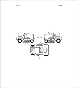 Decals Diagram and Parts List for TS142K  Husqvarna Lawn Tractor