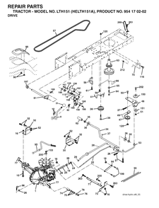 Drive Diagram and Parts List for LTH151 (954170202-A)(2004-01) Husqvarna Lawn Tractor