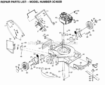 Page B Diagram and Parts List for 3C402B 1999 And Before Husqvarna Lawn Mower