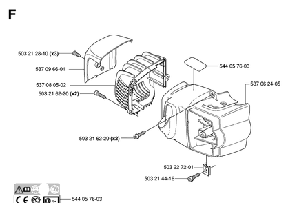 Cover Diagram and Parts List for 325HD75 (X-SERIES)(20062300001-20081400000) Husqvarna Hedge Trimmer