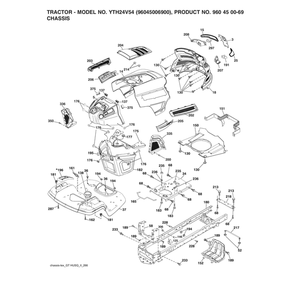 Chassis Diagram and Parts List for 96045006900  Husqvarna Lawn Tractor