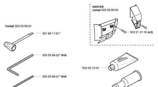 Accessories Diagram and Parts List for 365EPA 2005-05 Husqvarna Chainsaw