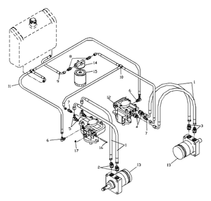 Hydraulic Assembly Diagram and Parts List for WH3614A (968999105)(2001-02) Husqvarna Lawn Mower